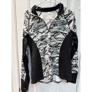 Ideology Athletic 1/4 Zip Black/ Print‎ Long Sleeve 38 chest 25 L      3939